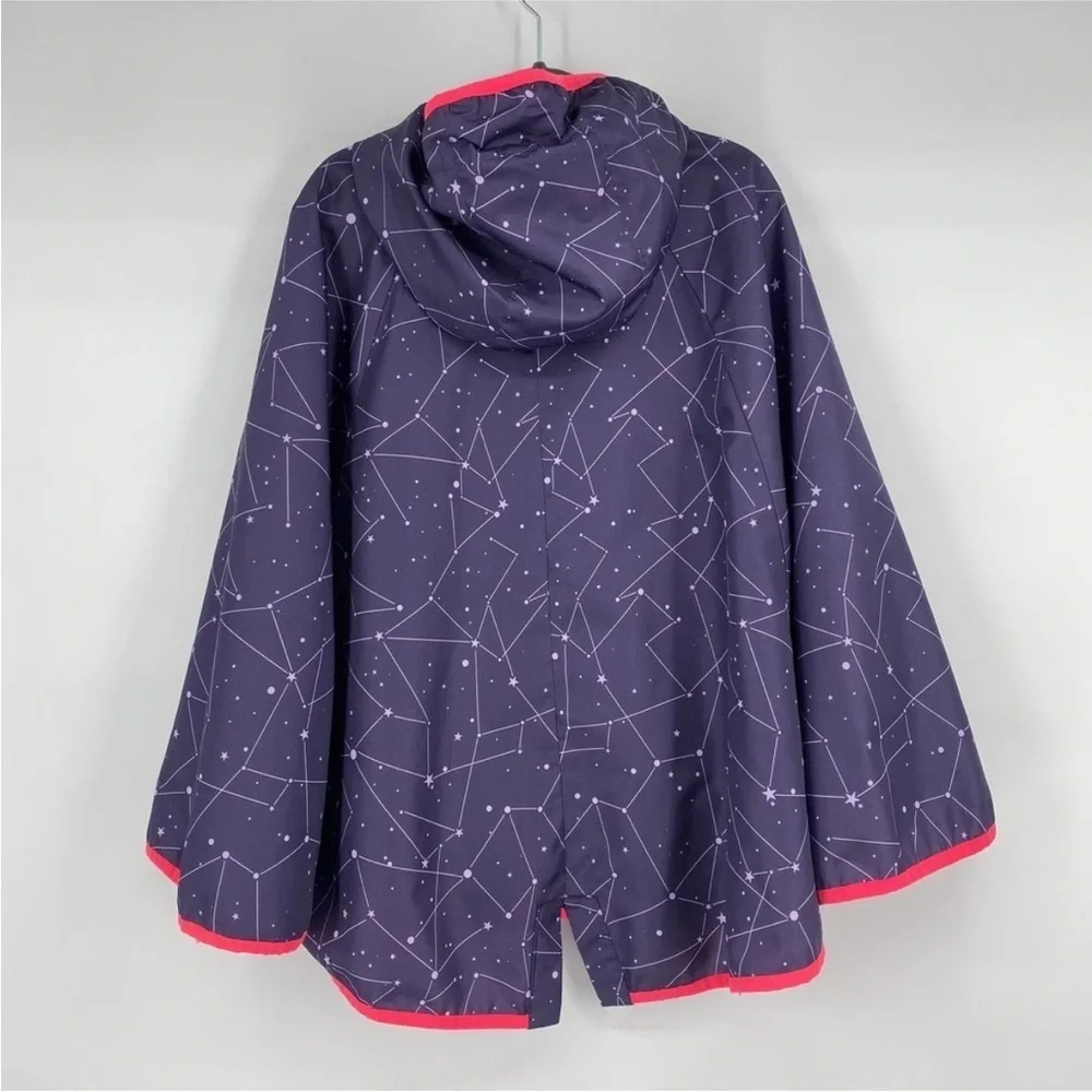 Champion Constellation Rain Cape Hooded Purple Kids Girls Front Zip Pockets 7/8
